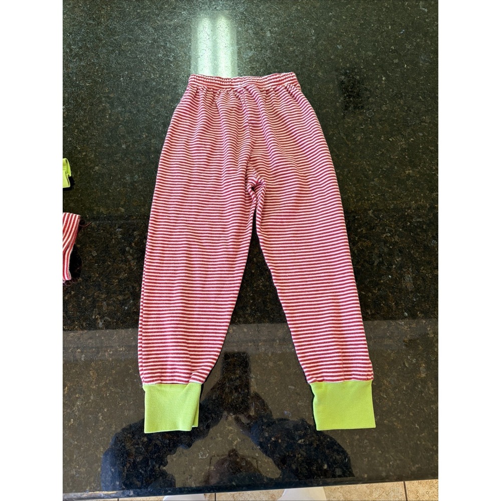 Kids Red & White Stripe Pajama Set with Green Trim - Picture 6 of 7